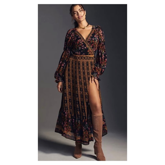 NWOT Anthropologie Farm Rio Side Slit Maxi DressSize XSmall